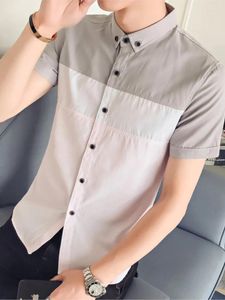 Herrklänningskjortor mode kortärmad koreansk korea skjorta sommar bomull smala män plus storlek cool märke casual affärs ungdomstrend
