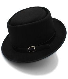 Cappello da torta di maiale per donne con pelle di moda per papà in lana piatta Fedora per lady Gambler Trilby Hat size 58cm5297810