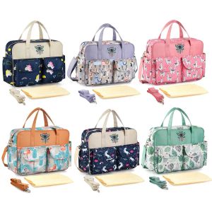 Bags Cartoon Print Diaper Organizer Pouches Versatile Messenger Shoulder Bag Waterproof Multipockets for Infants Babies Toddlers