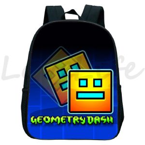 Bolsas Geometria Dash Backpack Kindergarten Bag Boys Bookbag infantil jogo de desenho animado geometria zangada Dash School Bags Kids Rucksack