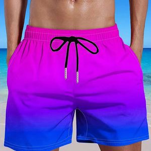 Herren Plus -Size -Gradienten -Farbshorts Beach Hosen Holiday Elastic Draw String Sports Gym Kurzer Sommer 240417