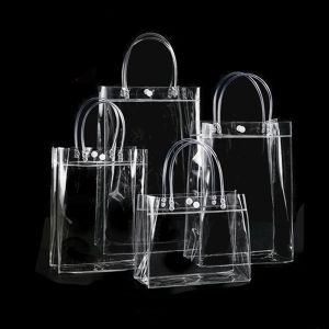 Bags 1PC Clear Tote Bag Transparent Shopping Bags Shoulder Handbag PVC Waterproof Storage Bag for Gift Cosmetic Plastic Bags 18 Sizes