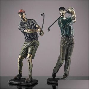 Decorative Objects Figurines Simple Golf Sports Figure Resin Crafts Creative Living Room Home Study Desk Decoration Ornaments Deco Dhyvf