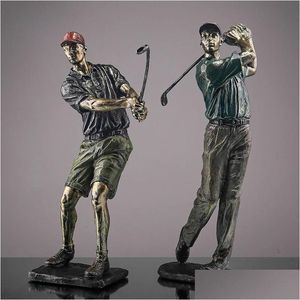 Dekorative Objekte Figuren Einfache Golfsportfiguren Harz basteln kreatives Wohnzimmer Home Study Schreibtisch Dekoration Ornamente Deco dhyvf