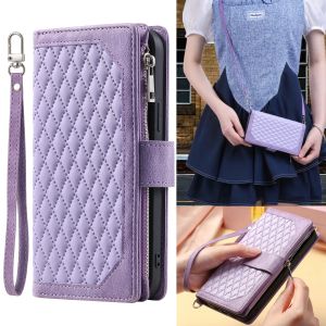 Carteiras Crossbody Zipper Carteira Capa de Couro para Samsung Galaxy Z Fold 4 Fold4 5G Cartter Stand Stand LaNyard Book Bag Strap Cover