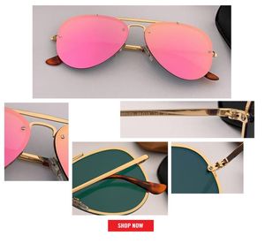 2019 Óculos de sol de alta qualidade da aviação feminino designer de marca piloto Sun vidro homem feminino Blaze Flash Mirror UV400 GAFAs Black Sun4350549