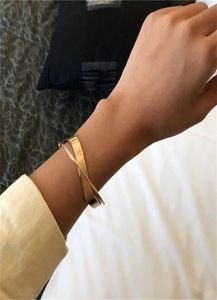 Bangle 2Pcs European Exaggerated Grade Separation Copper Gold Bracelet Female Gothic Girls Fashion Jewelry Accessories9184235