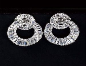 Original 925 sterling silver Diamond Dangle Earring Jewelry Big Eight Cross Party Wedding Drop Earrings for Women Bridal Gift9562339