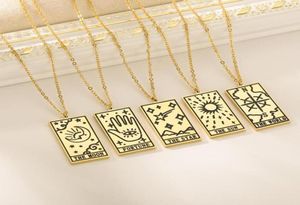 Pendant Necklaces Tarot Card Necklace For Women Stainless Steel Sun Fortune Star Moon Wisdom Strength Symbolic Friendship Jewelry23261831