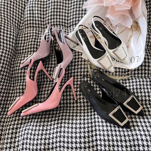 Buckle Ankel Fashion Women Dress Shoe High Heel Sandals Strap Stiletto klackar Formella evenemang Skor Storlek 34-41