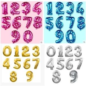 Gold Number Sier Blue Foil 32Inch 0-9 Helium Balloons Happy Birthday Wedding Party Decoration Kids Toy Globos Th1234