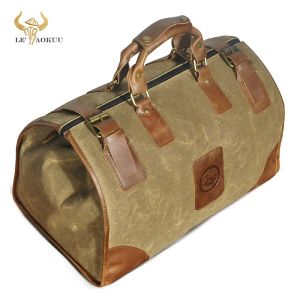 Taschen Canvas+Qualität echtes Leder mit großer Kapazität Design Handtasche Duffel Fitnessbeutel für Männer männliche Reisekoffer Tasche 8151