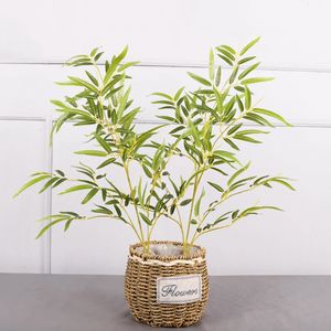 Großhandel 90 cm Großer künstlicher Bambusblätter gefälschte Zweige simulierte grüne Pflanzen für Hausgartenbürodekoration 240407