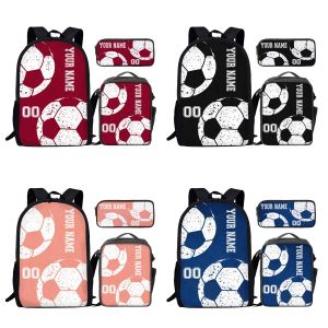 Bags YiKeluo 3pcs Sports Futebol Impressão de Juventude LargeCapacity Notebook Backpack Love Bolsa Casual Isolle