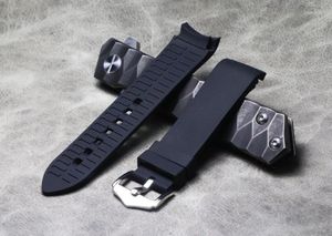 İzle Bantlar Silikon Kauçuk Bilezik 18mm 20mm 22mm Watchband Spor Kayışı Kavisli Uç Siyah Ark Ağız Bilek Bant Su Geçirmez Accessor7504311