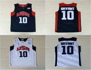 Costura de 10 Bryant Basketball Jersey Mens USA Dream M Jersey costura azul Branco de manga curta S-xxl4570880