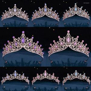 Hårklipp Kmvexo Opal Stone Elegant Korean Girls Crystal Tiara Crown For Women Party Wedding Princess Rhinestone Bridal Jewelry