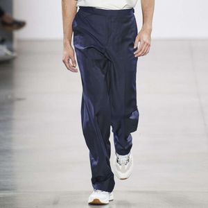 Pantaloni da uomo a larga gamba maschile, 2024 Spring New Runway Style, semplice business neri pantaloni casual