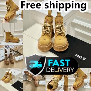 2024 Boots Boots شعبية النساء العصريات القصيرة الجوارب الكاحل بوت الفاخرة باطن المرأة الحفلات الكعب السميك الحجم 35-40 الصحراء SMFK GAI