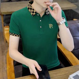 Summer men's new cotton short-sleeved T-shirt youth leisure business everything trend lapel POLO shirt embroidery men half sleeve T