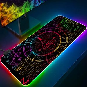 Pads Gnome Gravity Falls Pink Pig RGB PC Gamer Keyboard Mouse Pad MousePad LED Glowing Mouse Mats Rubber Gaming Computer Mausepad