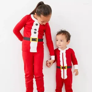 Kläder sätter vinter pojkar flickor jul pyjamas baby barn jultomten pyjamas småbarn xmas älg nattkläder älva gåva gröna röda kläder
