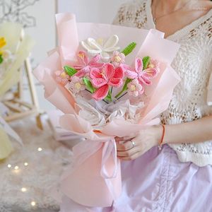 Декоративные цветы открытые тюльпан Крючков Цветочный фальшивый искусственный букет DIY Свадьба Свадьба гость Флорист поставляется милый комната
