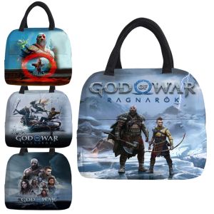 Sacchetti di God of War Ragnarok Borse da pranzo portatile Kratos Oxford Studenti di sacchetto fresco fresco di core