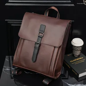 Backpack GPR Crazy Horse PU PU Leather Laptop para homens de moda de moda Mochilas Retro Travel Macho coreano