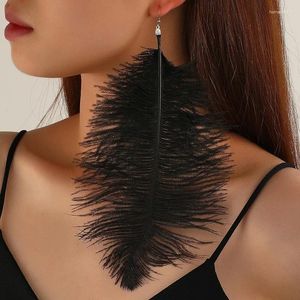 Dangle Earrings Vintage Personality Black Feather For Women Hyperbole Big Long Drop Fashion Jewelry Accessories