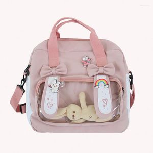 Schultaschen Kawaii Schulter -Rucksack Schüler Totes Schoolbag Hit Color Nylon süßes Mädchen Reise Crossbody Handtaschen Knapsack