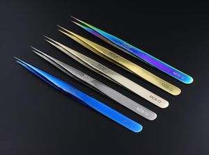 100 GENUNIE VETUS MCS1512 Série Rainbow Tweezers Falsa Extensão de Cílios Falsa Tweezer Aço inoxidável colorido tweezers3535473