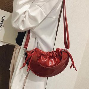 Drawstring Simple Women's Bag Fashion Axel Candy Color Messenger 2024 Handväska Cross Body Påsar Luxury