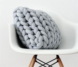四角いチャンキーウール枕手作り編みクッションインスルームのためのノルディック編組クッションソファベッドスロー枕6103756