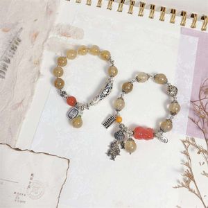 Geomancy Accessory Colorful Hair Single Circle Koi Salt Source Agate Abacus Sier Niche Jewelry Accessories Crystal Armband