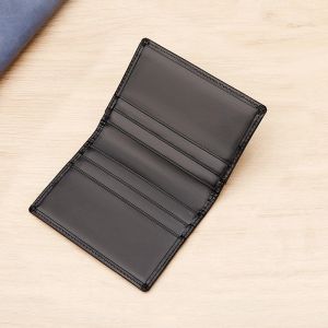 Innehavare Solid Color äkta läderkort Holder Kreditkort Plånbok för män Mini Slim Wallet Fold Card Case Man Small Business ID Holders