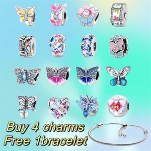 Top Designer Feminino Feminino Bracelete Azul Vermelho Butterfly Butterfly String 925 DIY FIT Pandoras Bracelet Luxury Jóias Mãe Presente de Mãe