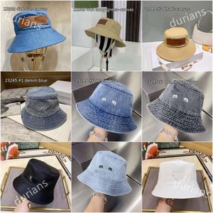 Bucket Hats fisherman hat bucket men womens denim hats with two ribbons