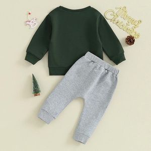 Kleidungssets lustige Baby -Jungen Weihnachts -Outfit -Buchstaben Print Sweatshirt Hosen Set Säugling geborenes Kleinkind 2pcs Weihnachtskleidung