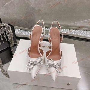 Amina Muaddi Sandals Top Luxury Designer Dress Shoes Bowknot Crystal Diamond Decoration TransparentPVC Wine Cup Heels Fashion Crystal W 9942