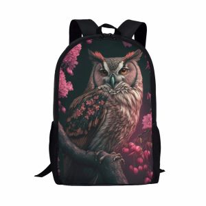 Bolsas Owl Print Design Backpack Student School Bag Youth Man Woman Travel Rucksacks Bolsa de computador estudante Mochilas casuais diárias