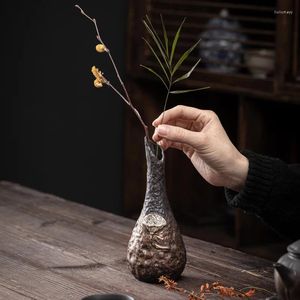 Vases Japanese Gilt Iron Glaze Flower Ware Coarse Pottery Retro Mini Insert Tabletop Decoration Tea Ceremony Accessorie