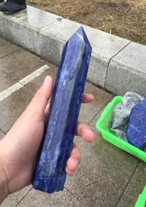 약 400g 아름다운 자연 청소당 Lazuli Quartz Crystal Double Point Healing Lingsite 큰 싱글 6 개의 프리즘 9131936