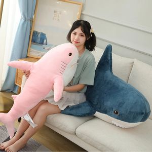 15140cm renkli köpekbalığı peluş oyuncak bluepinkgrey doldurulmuş hayvan balığı yumuşak bebek balina uyku yastığı kawaii hediye çocuk kız erkek çocuk 240420