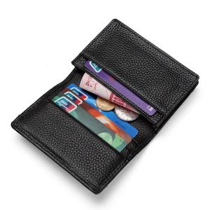 Innehavare Mens äkta läderbank Kreditkortsfall ID VIP -kort Innehavare Affärskort Holder Wallet Travel Accessories Slim Purse