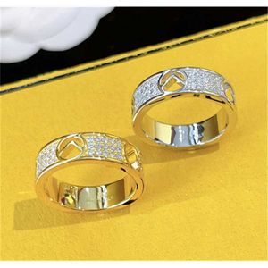 Luxury Women Designer Ring Jewerly Fashion Casual Couple High Quality Brand f Classic Gold Silver Letters Mens Diamnond Rings for 3393 980r