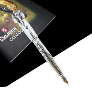 Pennor Fuliwen Creative Fountain Pen Elephant Head On Cap Delicate Silver Signature Pen Medium NIB For Office Home School