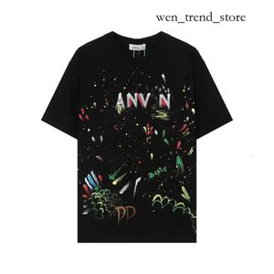 Lanvine Shirt Gal Lavin Herren Designer Hemd Casual Man Damen Lanvins Tees Handbemalte Tinte Splash Graffiti Buchstaben losen kurzärmelig rundes Hals Lanvis Shirt 695