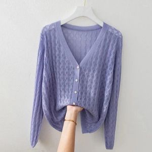 Giacche da donna LCE Giacca per abbigliamento per protezione solare in seta Donna 2024 Summer Spese di grandi dimensioni Suncreens Sungola magro Cardigan Femmine Tops femminile