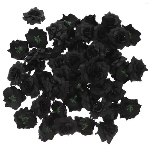 Dekoratif çiçekler 50 adet ipek gül çiçek yapay vintage dekor gelin saç pimi için siyah düğün